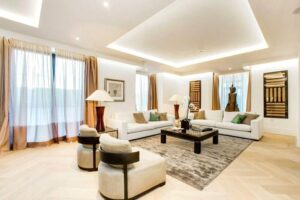 A spacious three-bedroom apartment situated on the second floor of a well-regarded development designed by Squire & Partners.